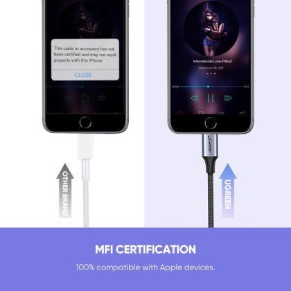 Ugreen Lightning M/F Round Cable Aluminum Shell 10cm with Braided