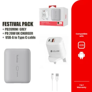 SKU_-04-FestivalPackGrey-1.webp Yoobao PD20 Mini 10000mAh Fast Charging Super Mini Power Bank/ Festival Pack PD 20W Charger Set QC18W/PD20W