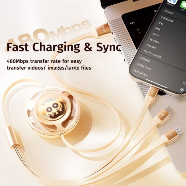 mceclip3.jpg ROCK Crayon ShinChan 3.5A Retractable 3 In 1 Cable (1.1M)