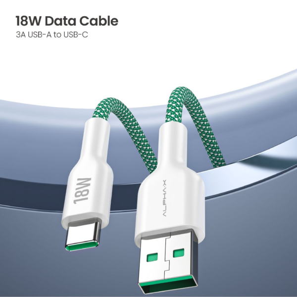 my-11134207-7rasg-m1f87tel7er5e5.png ALPHA·X ALUSB 2C Data Cable USB A to Type C 1.2m Braided Cable Heat Protection (Green)