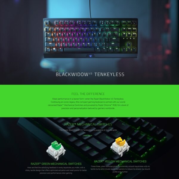 Razer Blackwidow V3 TKL Tenkeyless Wired Gaming Keyboard